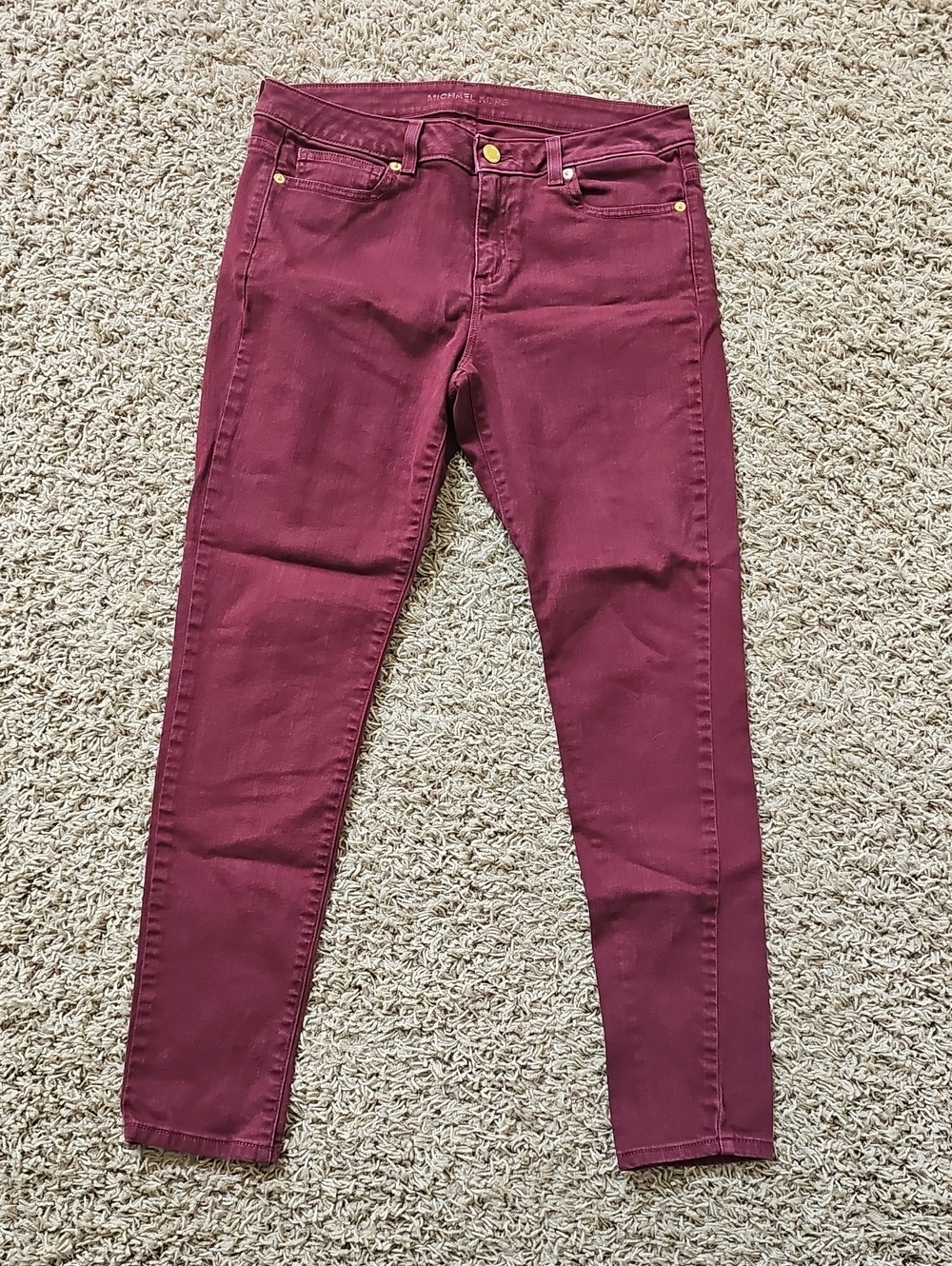 Michael Kors Jeans Maroon Denim 4/Small Pants Cotton Skinny